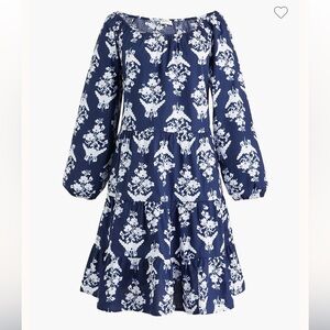 J. Crew Factory Navy Blue Floral Long Sleeve Dress